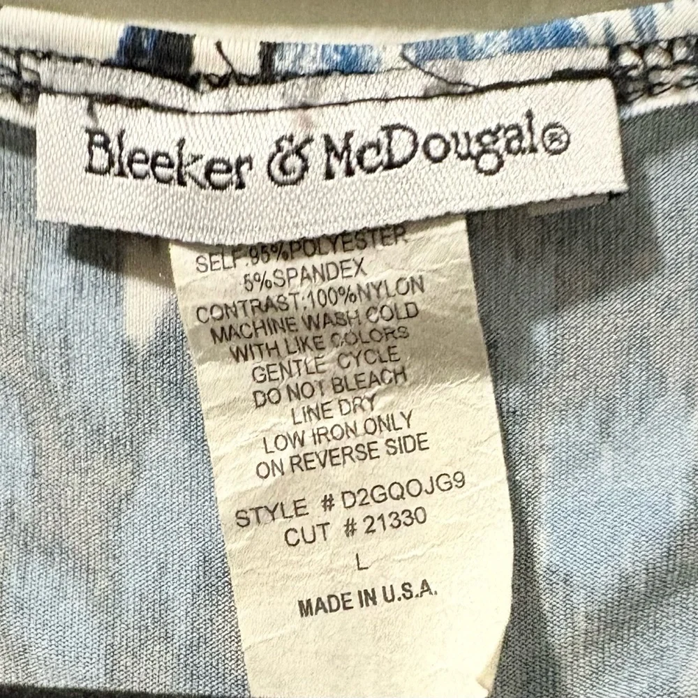 Blue and Black Patterned Women's Top - Picture 2 of 4